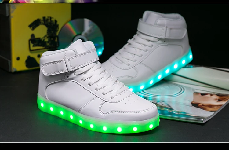 Warm like home Silver Gold 26-40 USB Charger Glowing Sneakers Led Children Light Shoes Boys Girls illuminated Luminous Sneaker