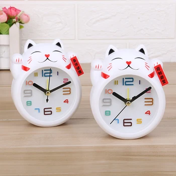 

Lucky Cat Alarm Clock Portable Home Outdoor Cute Cartoon Watch Retro Gift Children Friends Metal Alarm Clock Desktop