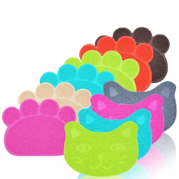 

1pc PVC Cartoon Footprint Cat Head Shape Non-slip Dog Puppy Cat Kennel Mat Cat Sand Pad Cat Toilet Pet Supply