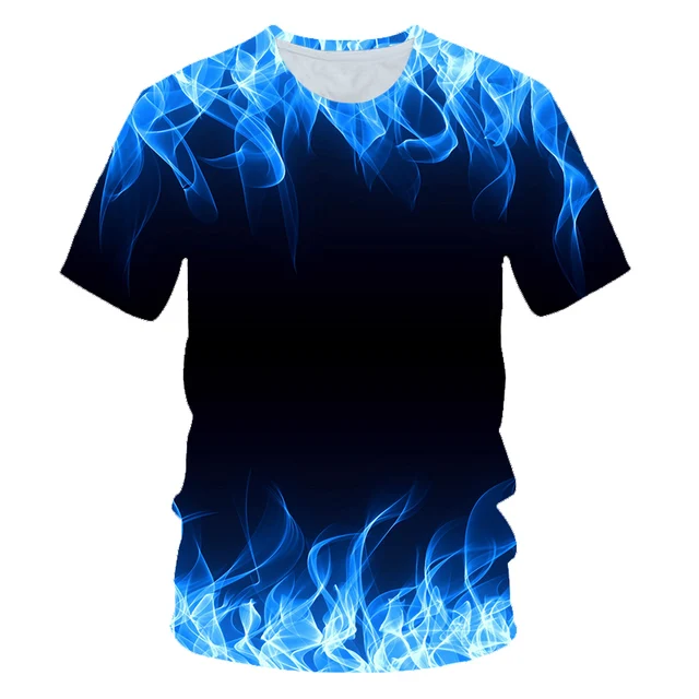 Kids New Summer Fashion 3D T-shirt Blue Flame Dragon Funny Design Big Boy Girl Printed T shirts Children Cool Basketball Tops