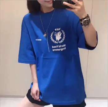 

2020 Spring Summer Women's International world Food Programme Print Logo Round Neck Cotton Short Sleeve T-Shirt