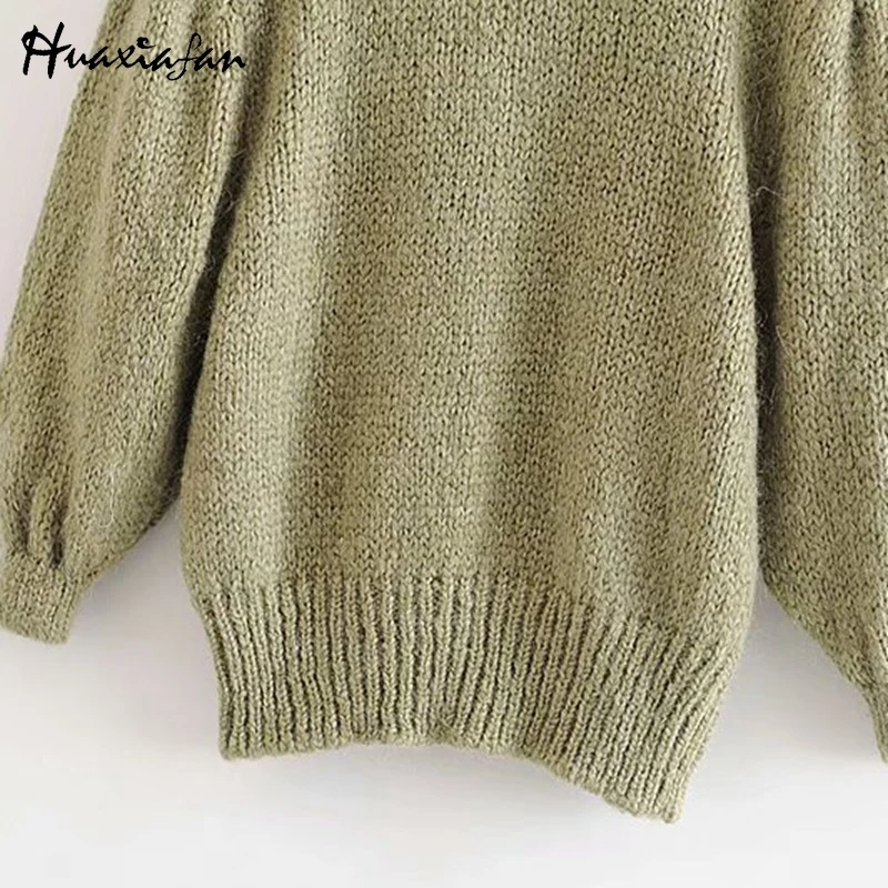 Huaxiafan, каардиганс, одноцветные женские свитера, армейский зеленый цвет, длинный рукав, на пуговицах, женская верхняя одежда, вязаные кардиганы, теплые пальто