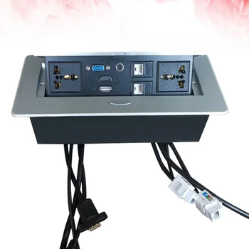 

1Pc Multimedia Outlet Socket Connection Box Desktop Pop Up Socket for Conference Room (Silver)