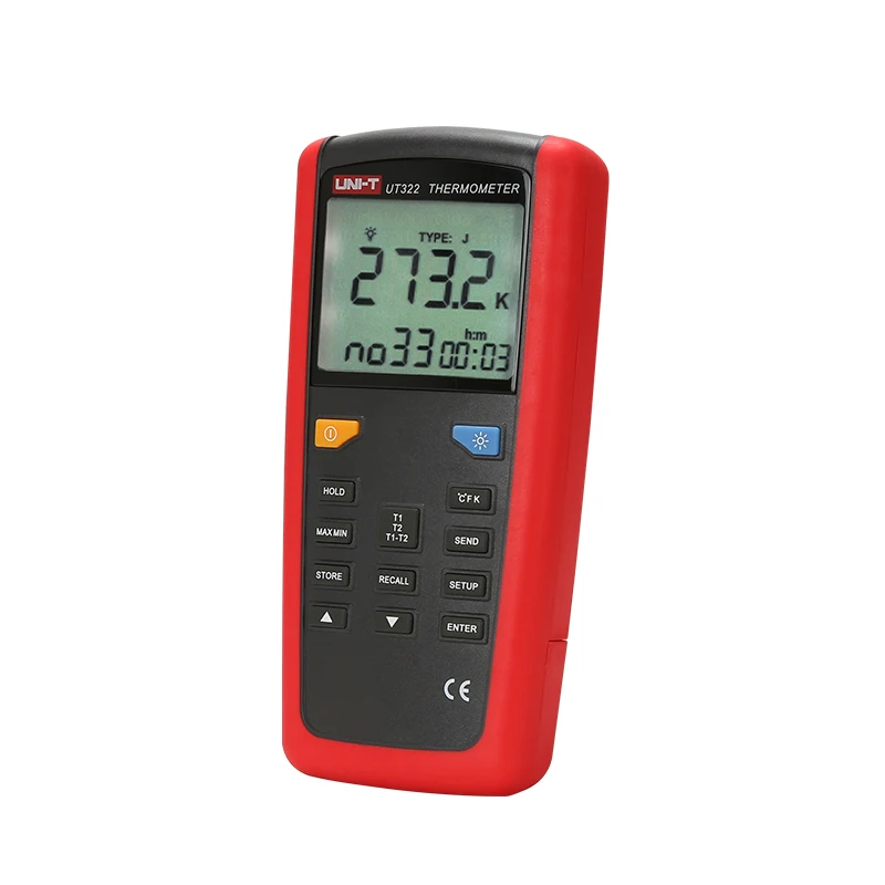 UNI-T пирометр контактного типа термометр UT322-200~ 1375C промышленная температура 2CH регистрация данных тест K/J/T/E/R/S/N
