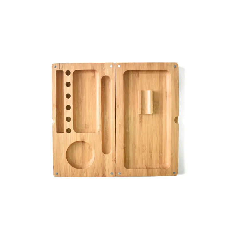 13*12cm Double-Deck bamboo Storage Rolling Tray tobacco Cigarette herb for grinder cone Smoking Accessories 2