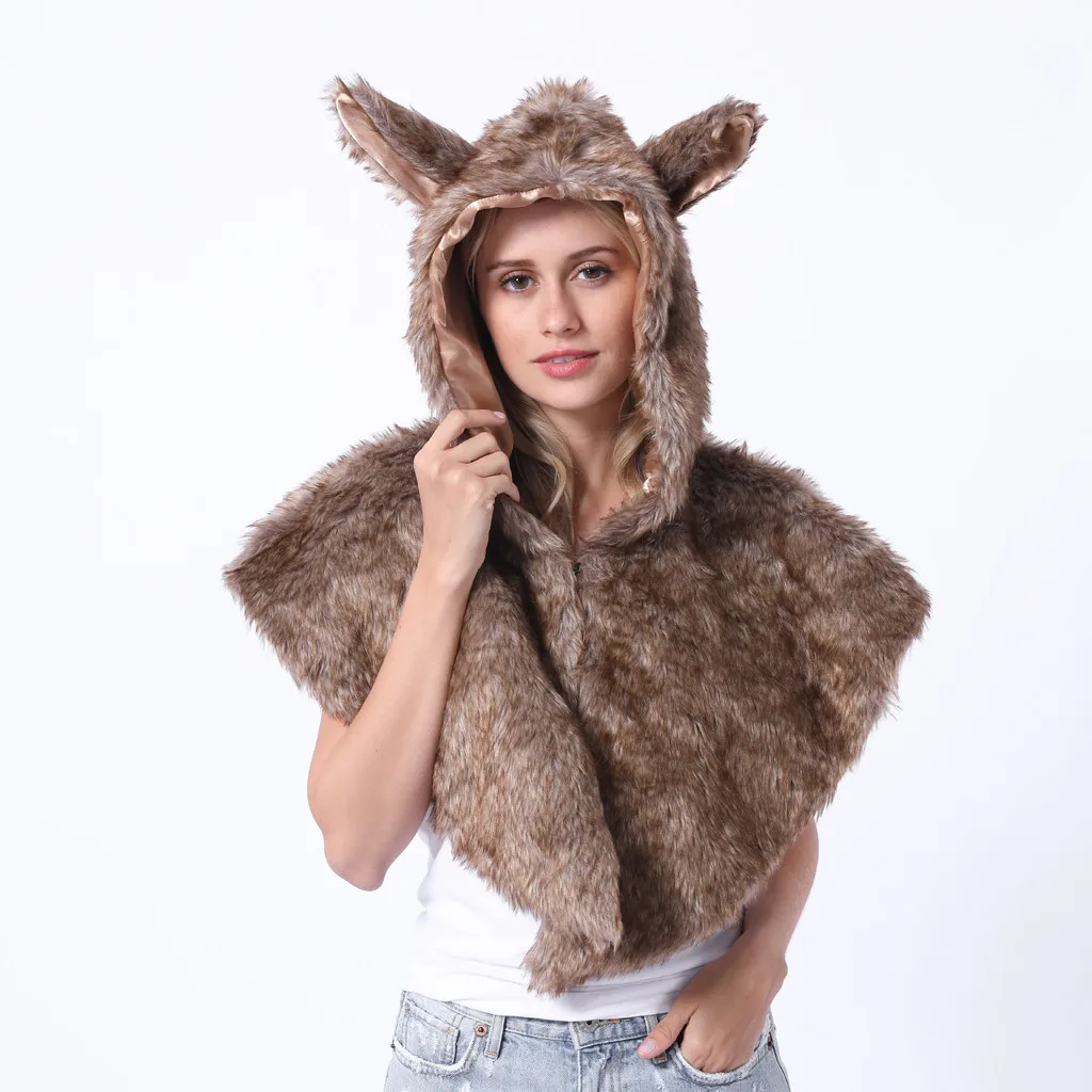 Роскошные шарфы, шали, высокое качество, унисекс, забавные, вечерние, праздничные, с капюшоном, шапка с ушками, плюшевая шапка, теплая шапка, Echarpe Hiver Шарф