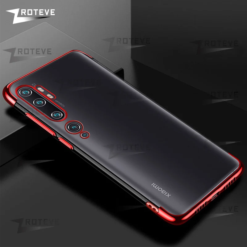 Красный Xio mi Note 10 Pro Чехол YIYONG тонкий прозрачный силиконовый чехол для Xiaomi mi Note 10 чехол Мягкая задняя крышка для Xiaomi mi Note 10 Pro - Цвет: Красный