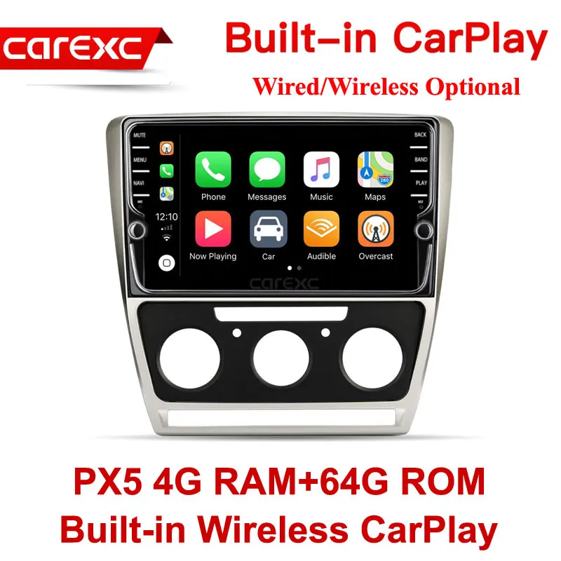 CarExc Авторадио Android 9,0 автомобильный Muiltmedia плеер для Skoda Octavia 2008-2013 A 5 A5 Yeti, fabia радио встроенный CarPlay с gps-навигацией без DVD - Цвет: PX5 64G ROM Wireless