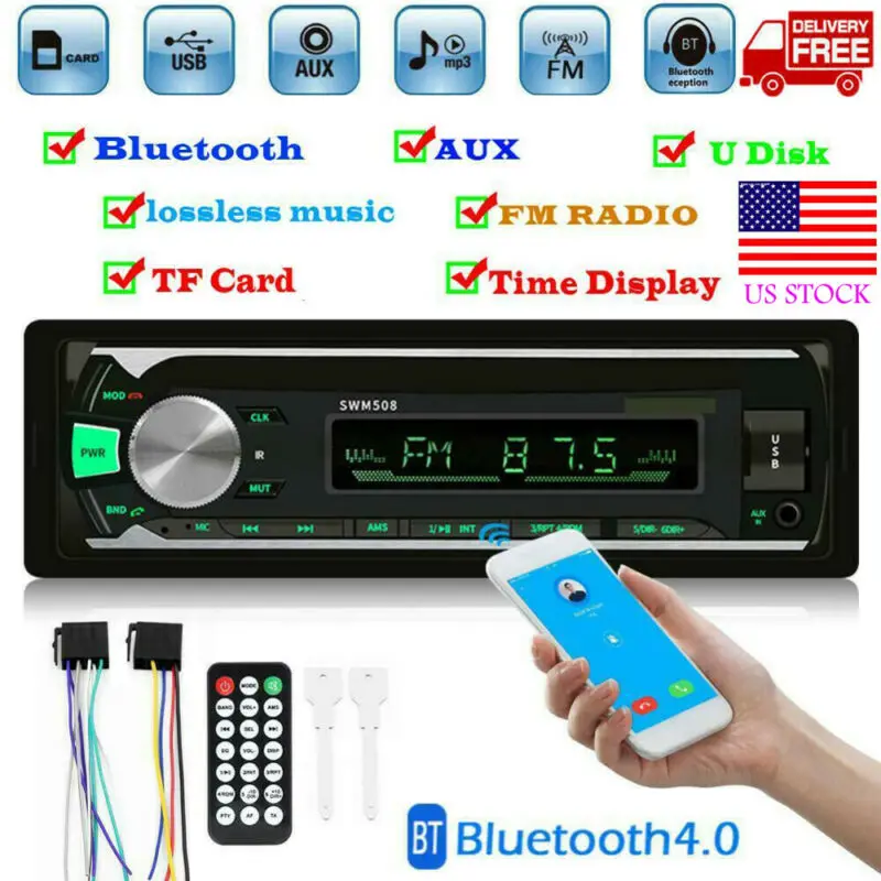 Colorful lights car Bluetooth MP3 Vintage Car Radio MP3 Player Stereo