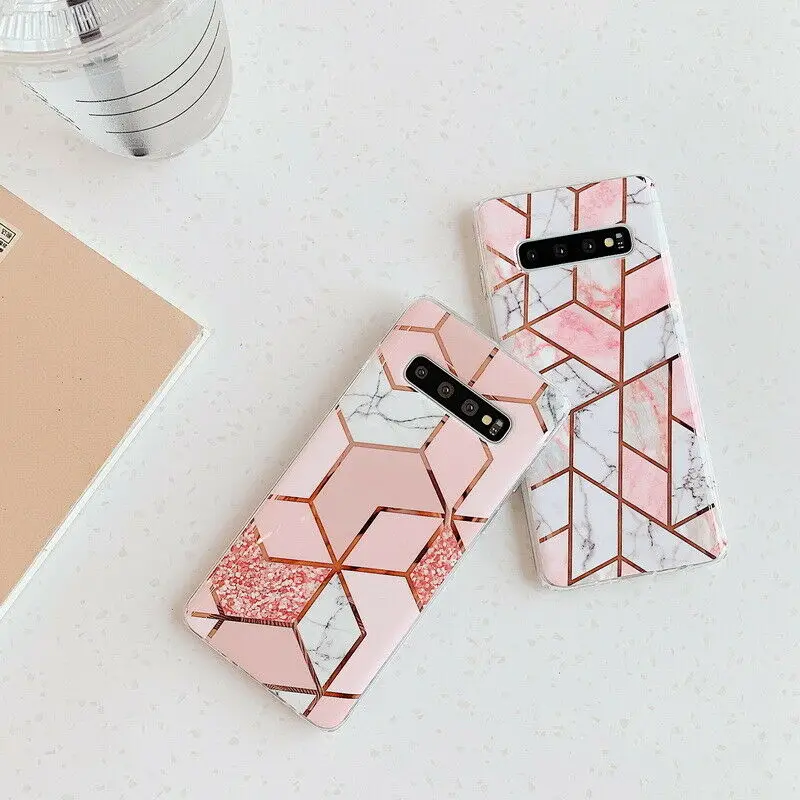 Для samsung Galaxy S10E S10 S9 S8 Plus Sodt Siliocone противоударный мраморный чехол IMD геометрический резиновый бампер для телефона