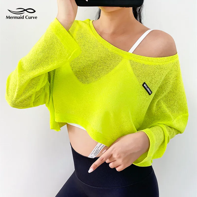 Mermaid Curve Sports T-Shirts for Female Autumn Running Fitness Yoga