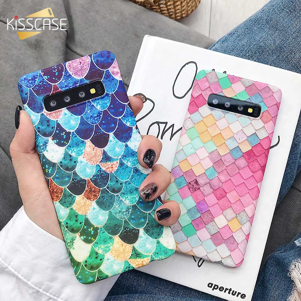 KISSCASE рыбьей чешуи светящийся чехол для samsung Galaxy Note 10 9 8 S10 плюс S9 S8 S7 телефона A50 A70 A30