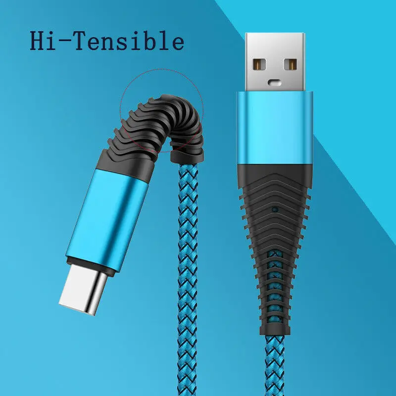 Blue(USB Type-c) 2A синхро-адаптер длиной 1 м/2 м/3 м высокая прочность плетеный кабель для быстрой зарядки передачи и передачи данных и зарядки устройств USB-C высокое Скорость Тип-C кабель для LG - Цвет: Blue(USB Type-c)
