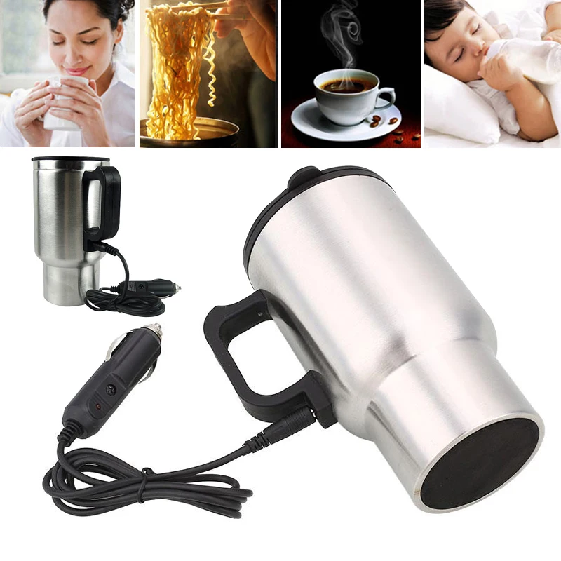 

Car Coffee Tea Drinks Electric Heated Cup 450ML Thermos Thermal Insulated Mug