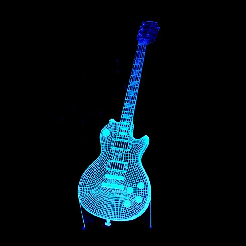 3D Led Visual Colorful Usb Press Switch Table Lamp Baby Sleeping Night Light Creative Fashion Music Electric Guitar Lamp Guitar3