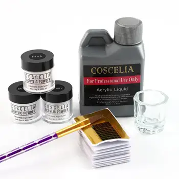 

COSCELIA Manicure Set Pro Acrylic Nail Kit With Acrylic Liquid Powder Nail Brush Gel Varnish All For Manicure Nail Art Tools Kit