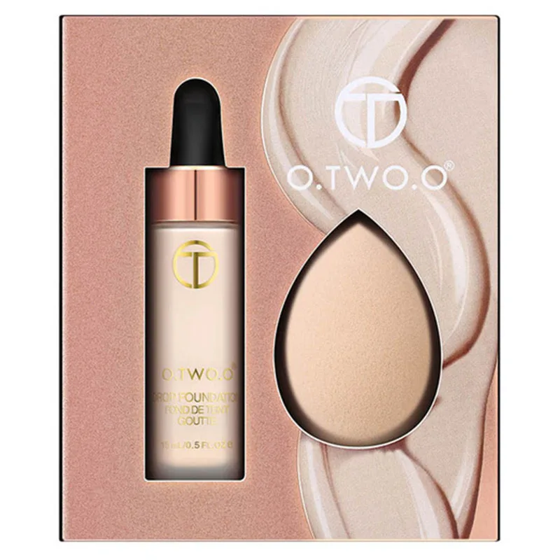 O. TWO. O матовая основа с губкой Puff Kit матовый эффект бархатная текстура жидкая капля основы макияж набор консилер стойкий