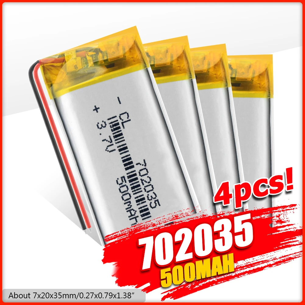 702035 перезаряжаемый полимерный аккумулятор 500 mah 3 7 V литий ионный для умных