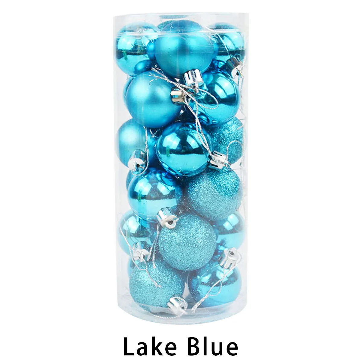 Lake Blue 24 шт./лот, 60 мм/2,4 дюйма, украшение для рождественской елки, шар, украшение, блестящий шар для украшения дома, бара, вечерние, новогодний декор - Цвет: Lake Blue