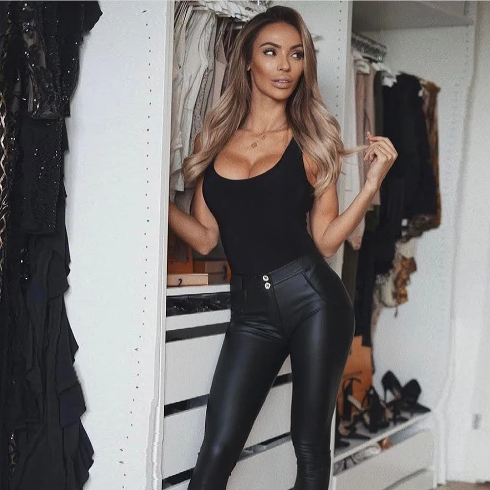 Melody Sports Leggings for Women Leather Pants Female Leather Leggings  Tight Push Up Jeans Black Pants For Fitness - AliExpress