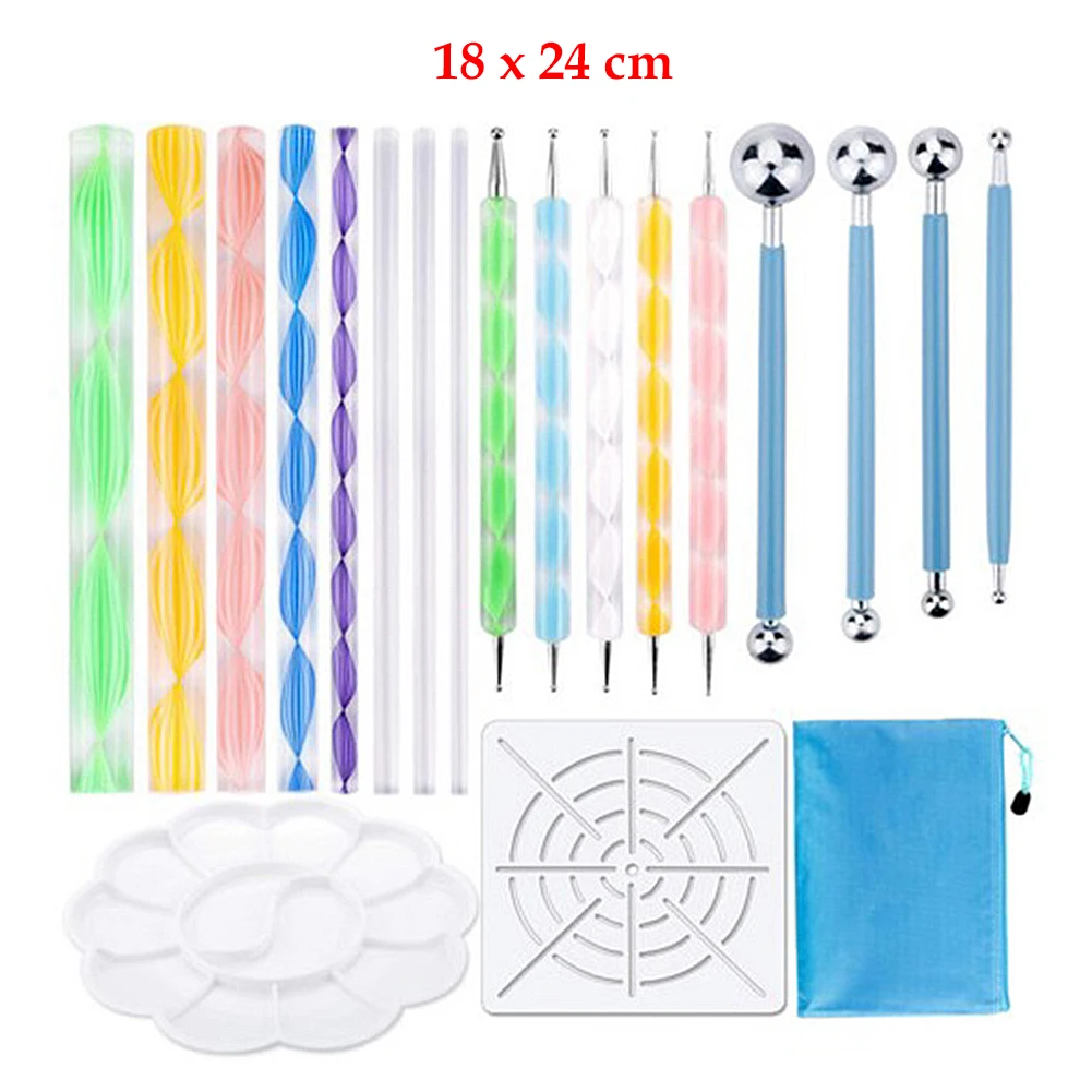 19pcs Plastic Palette Modeling DIY Crafts Indentation Ball Pen Kit Reusable Combination Clay Tool Set Acrylic Rods Accessories