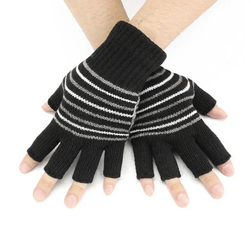 Women Men Winter Gloves Laptop USB Heated Mitten Full Half Finger Winter Warm Knit Hand Gloves - Цвет: Красный