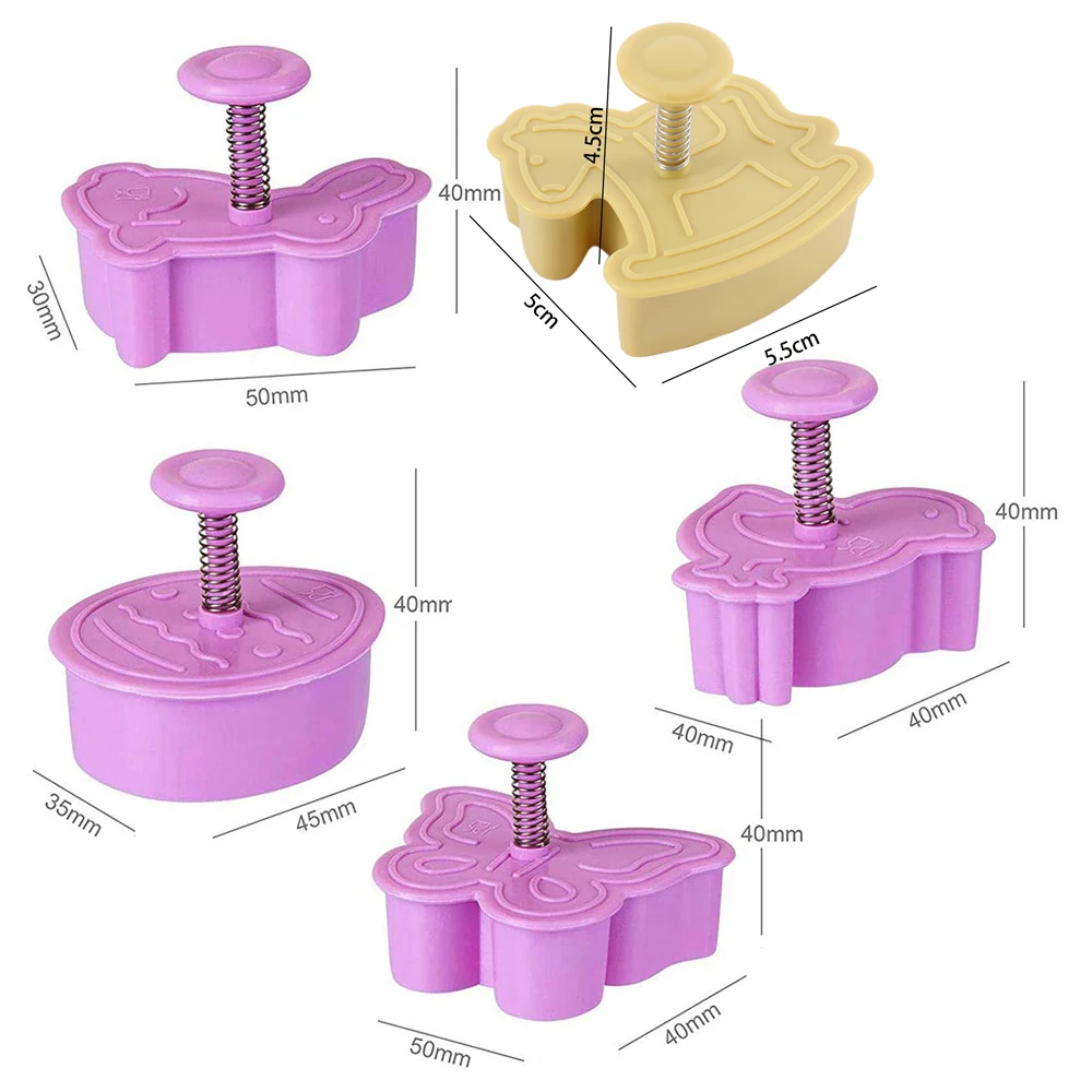 Cookie Cutter Cake Cartoon Baby Toy Decor Sugar Paste Loaf Sugarcraft Plunger Fondant Cutter Tool 4Pcs/set Random Color cookie cutter fondant cutter pastry cutter