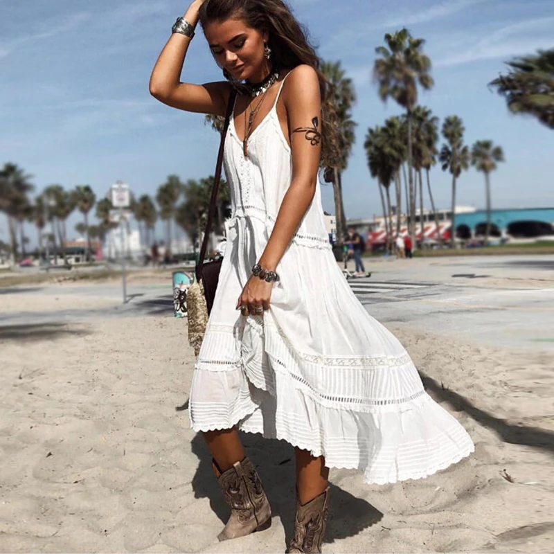 white boho summer dress