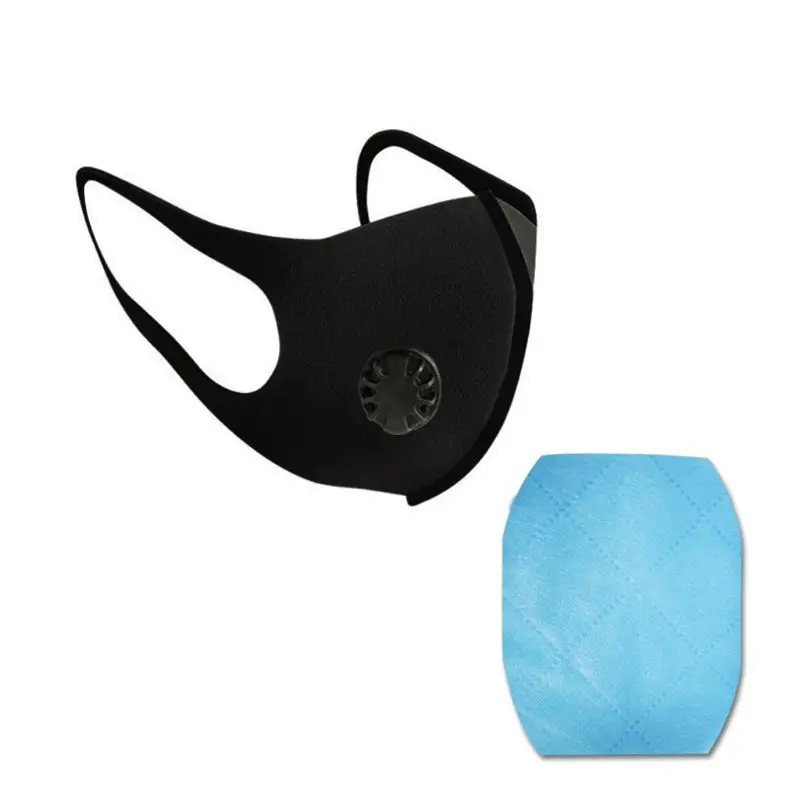 

Black Dust-proof Filter Pad Mouth Mask with Breathing Valve Cycling Respirator