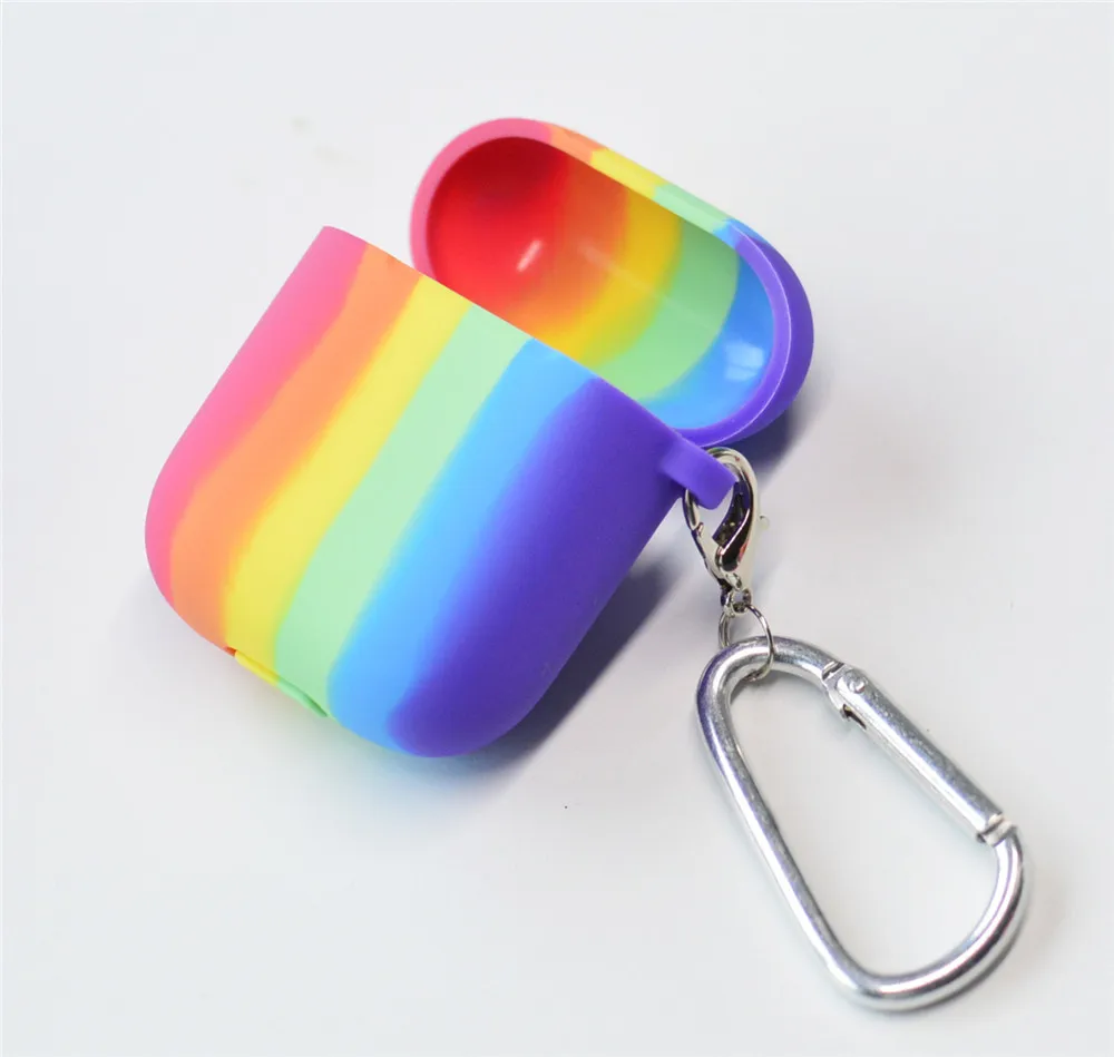 

Rainbow Silicone Earphone Case for Airpods Pro Wirless Charging Box Protective Cover Anti-fall Dust-guard Shell for Airpods 1 2