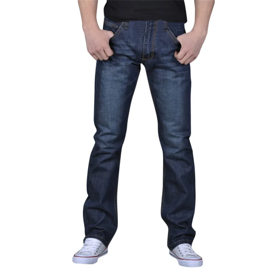 

Slim Fit Denim Scratched High Quality Men's Pure Color Denim Cotton Vintage Wash Hip Hop Work Trousers Jeans Pants More Sizes