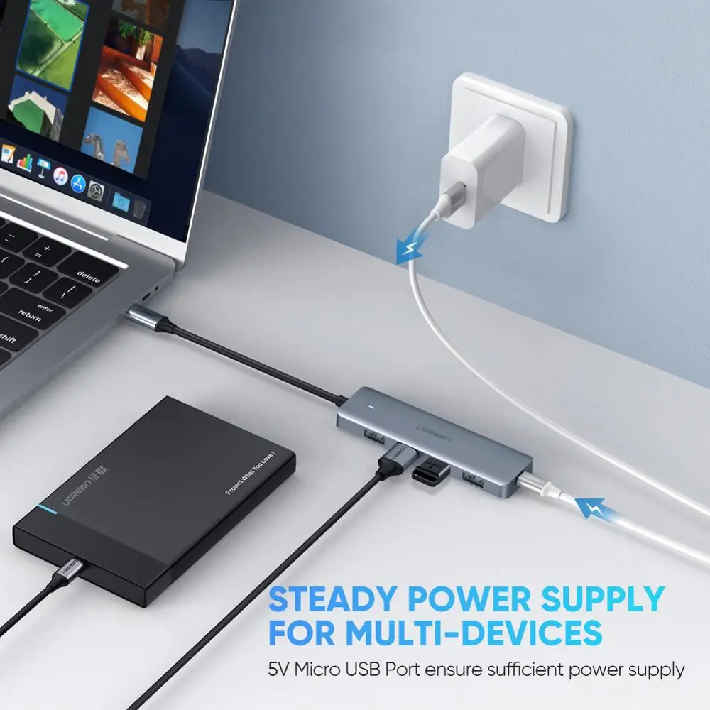 Ugreen-hub Adaptador Usb tipo c para Usb 3.0 Compatível com Macbook Pro Ipad Pro Samsung Galaxy Note 10 S10 - Imagem 2