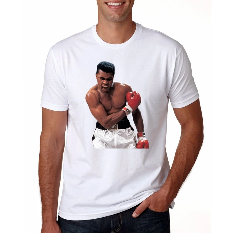 Черная Мужская футболка с коротким рукавом и боксингером MUHAMMAD ALI забавные