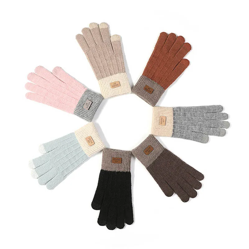 Calymel модные новые зимние женские теплые кашемировые милые перчатки двойные толстые плюшевые наручные женские перчатки для вождения с сенсорным экраном