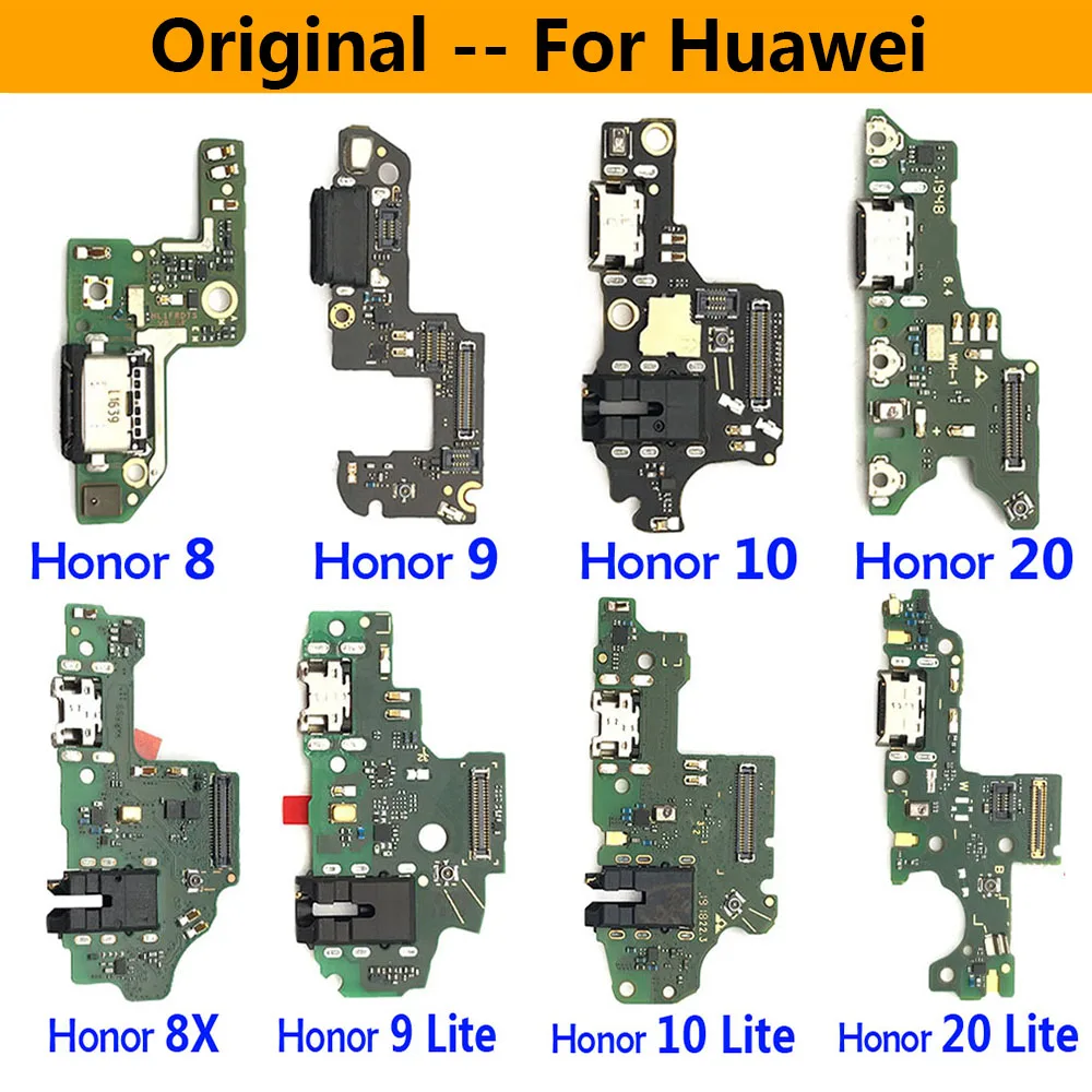 

100% Original USB Charging Port Connector Board With IC Flex Cable For Huawei Honor 8 9 Lite 8X 10 20 Pro 20i Charging Connector
