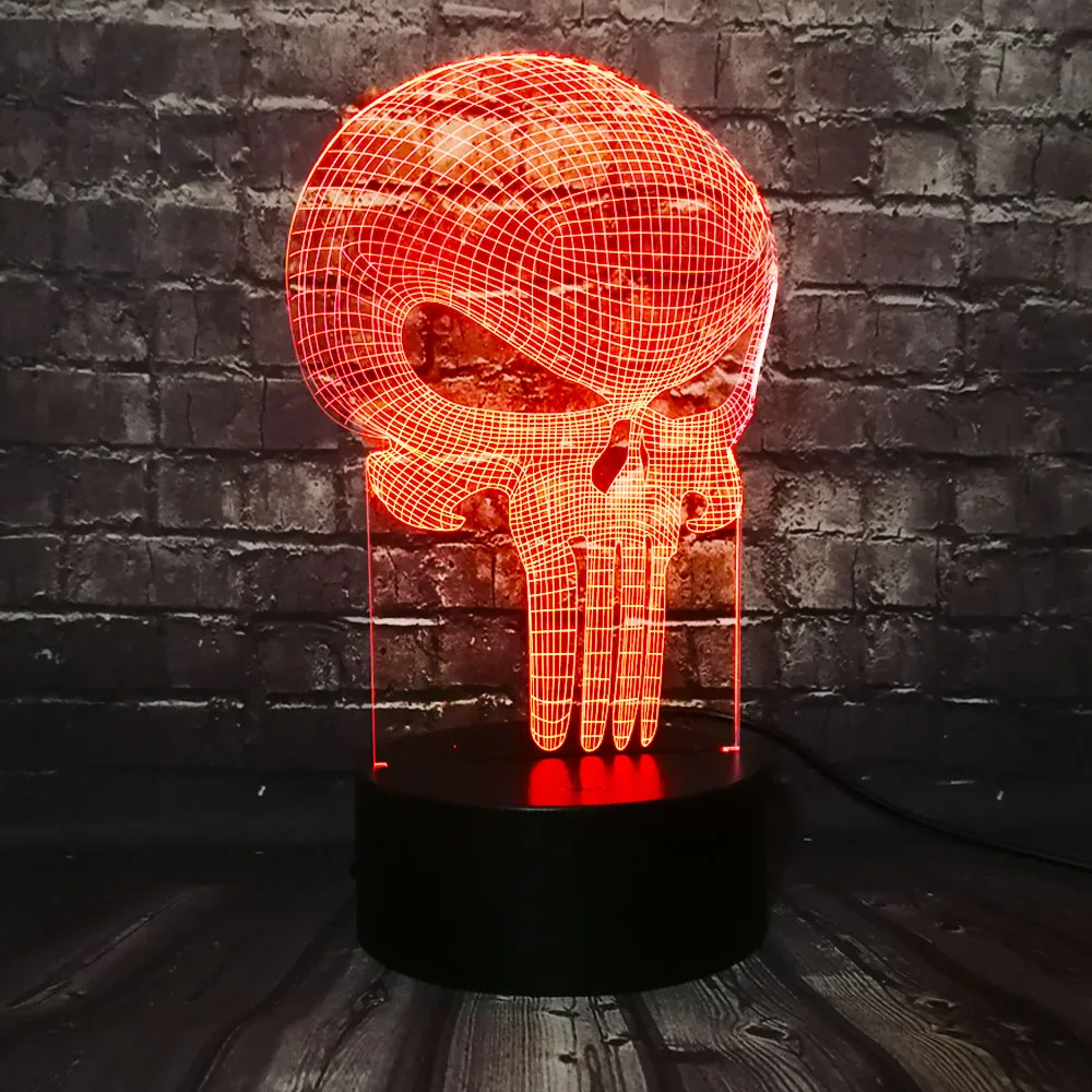 Зуб череп 3D светодиодный USB лампа Хэллоуин Каратель настроение красочные страшные тема привидениями дом Декор ночной Светильник сценический светильник ing