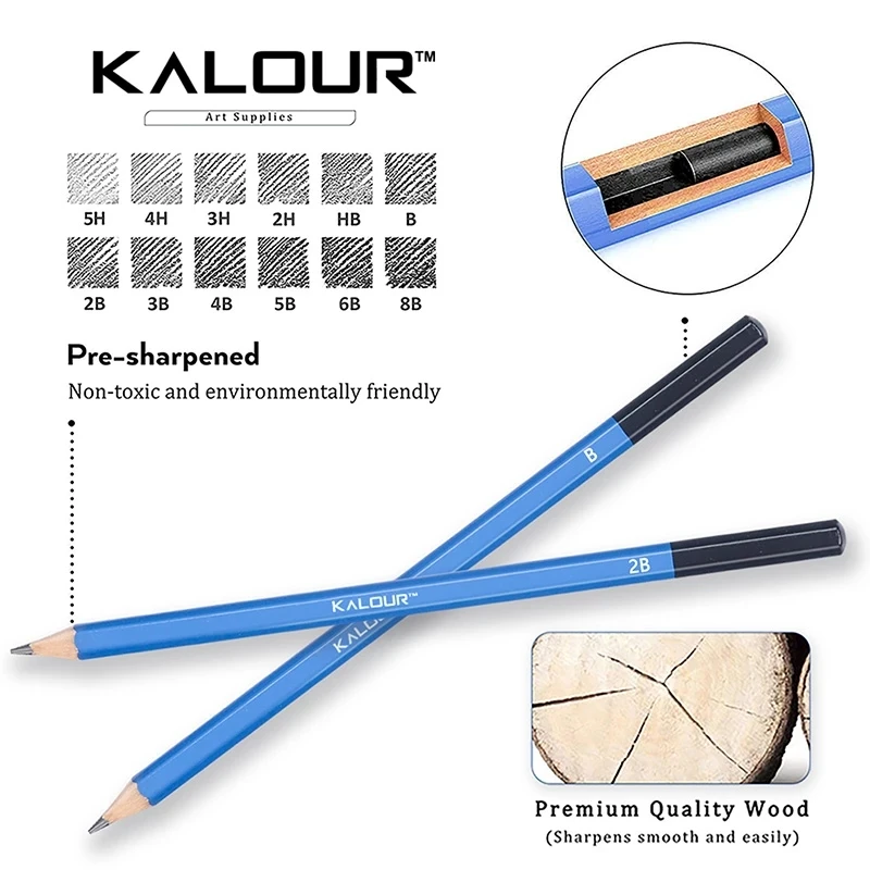 35 Pieces Professional Drawing Pencils and Sketch Kit for Artist