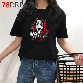 

La Casa De Papel T Shirt Men Funny Cartoon Money Heist Tshirt Kawaii Bella Ciao Cool House of Paper Oversized Top T-shirt Male