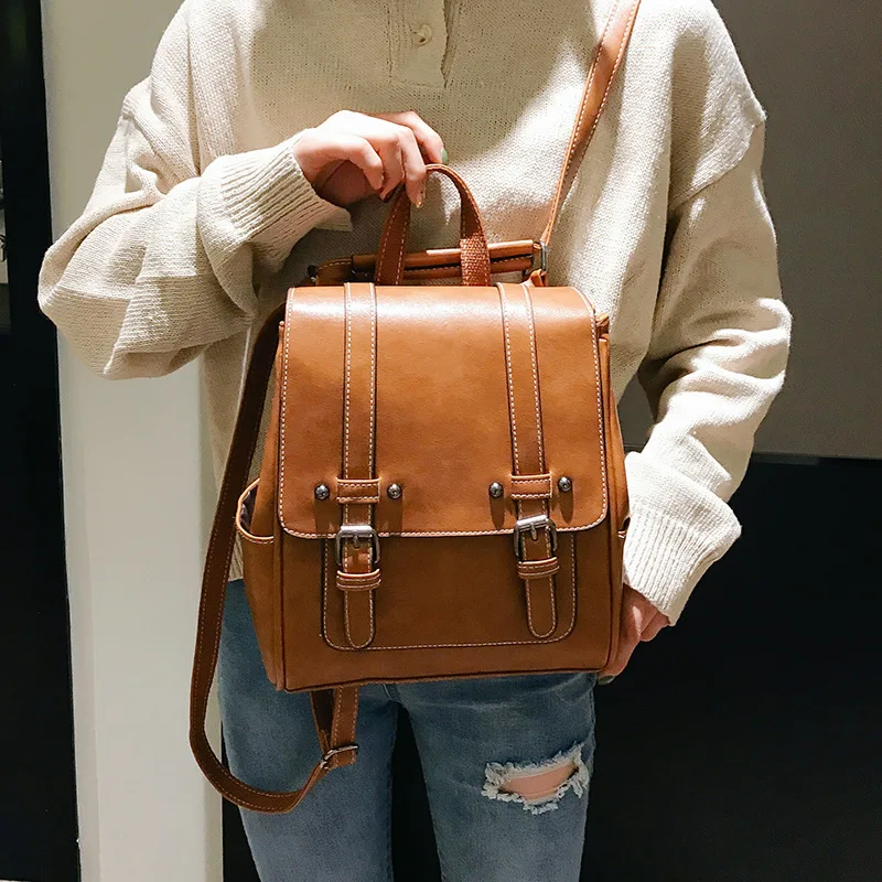 Yellow-brown Винтажный Женский мини-рюкзак, роскошный рюкзак из искусственной кожи, милый изящный рюкзак, маленькие школьные рюкзаки для девочек - Цвет: Yellow-brown