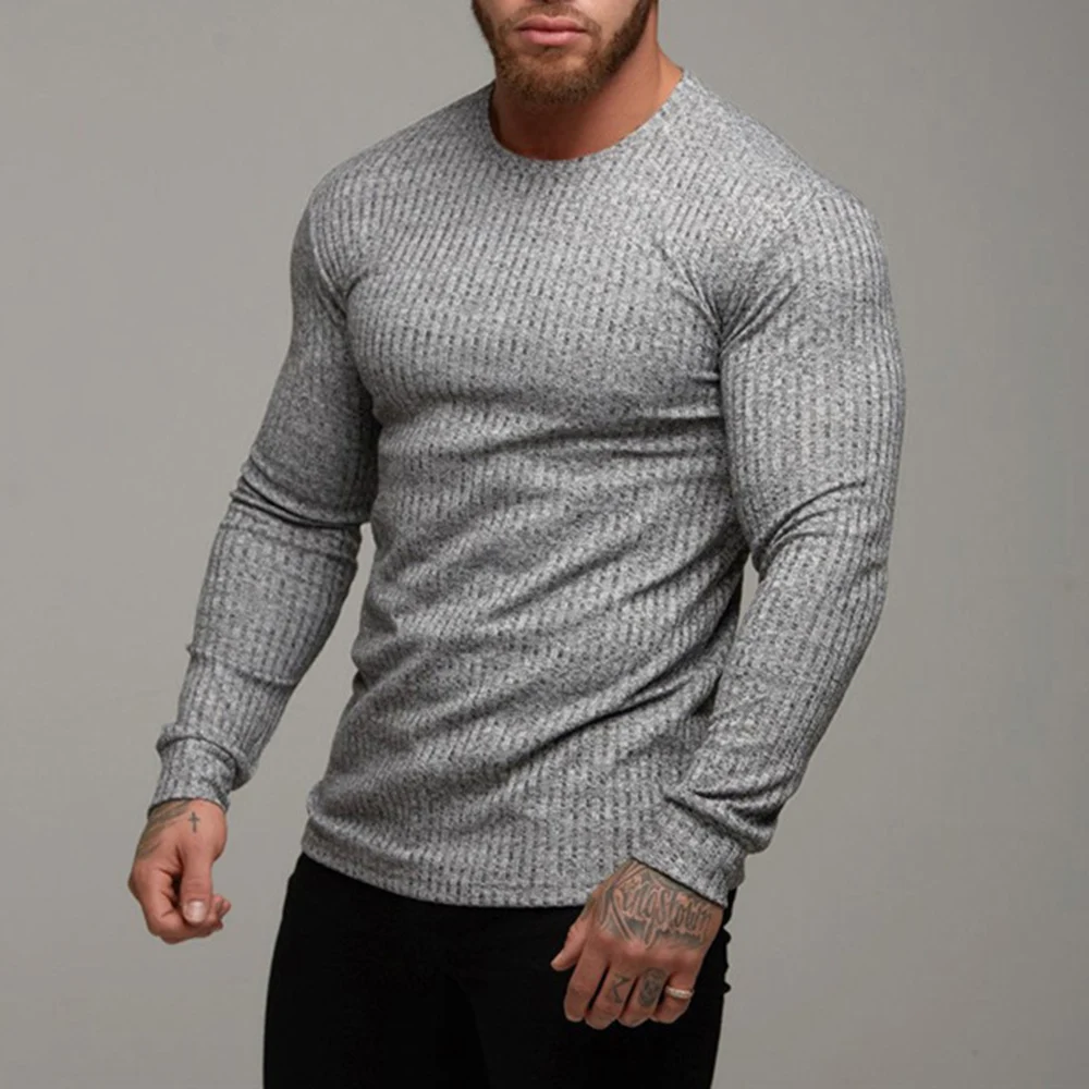 Модные милые мужские Базовые вязаные тонкие осенние трикотажные пуловеры с длинным рукавом для фитнеса, весенний мужской свитер, Повседневная Уличная одежда