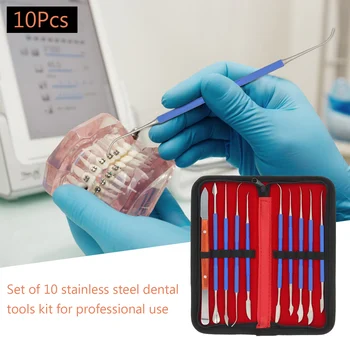 

10Pcs Dental Lab Stainless Steel Wax Carving Tool Set Surgical Dentist Sculpture Knife Dentistry Instrument Teeth Whitening Kit