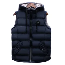 Мужской жилет новые продукты моды и личности студентов жилет теплый с капюшоном осень и зима сплошной цвет жилет