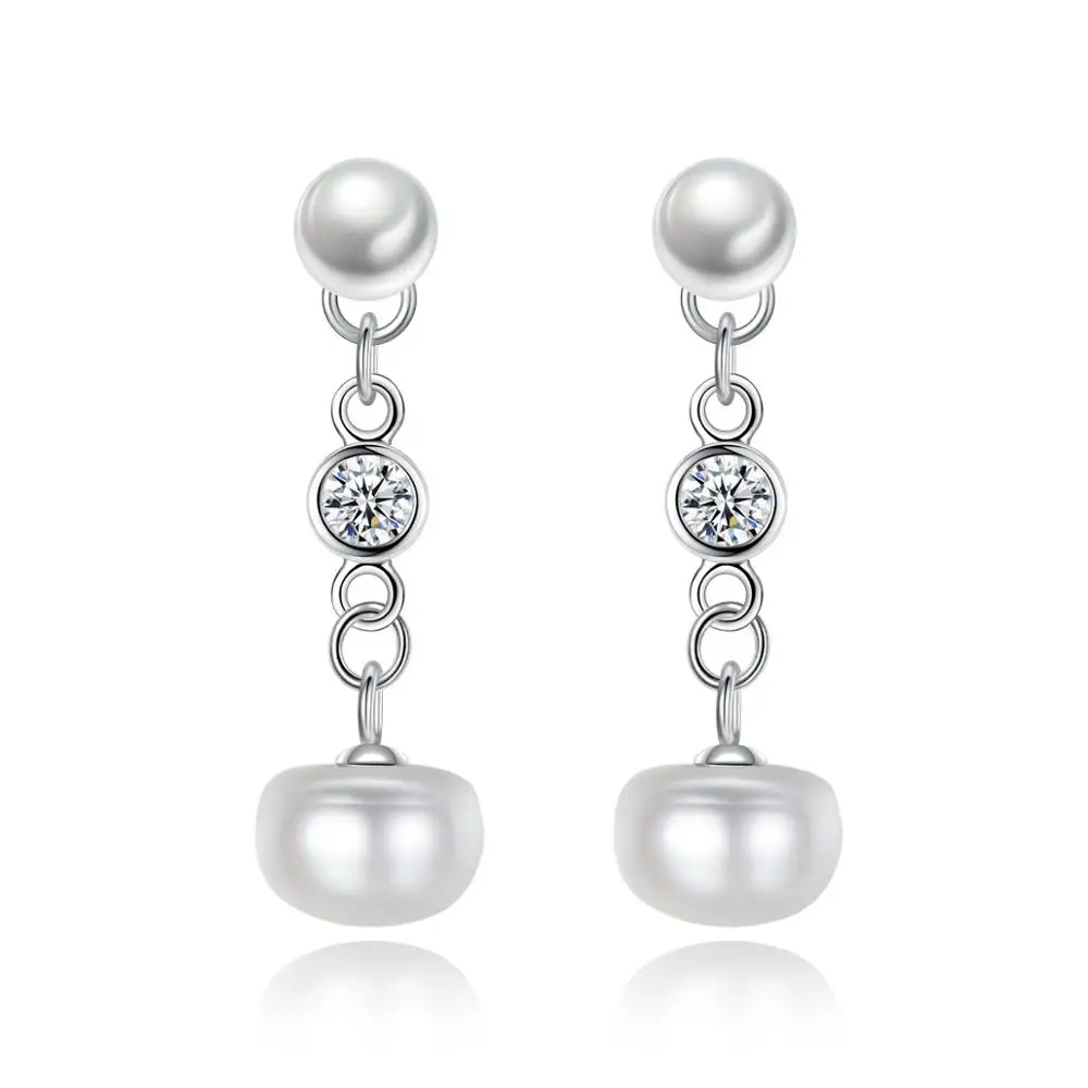 

Fenchen Natural Cultured Freshwater Pearl Stud Earrings for Women Double Pearls Pure 925 Sterling Silver Jewelry for Women AE111
