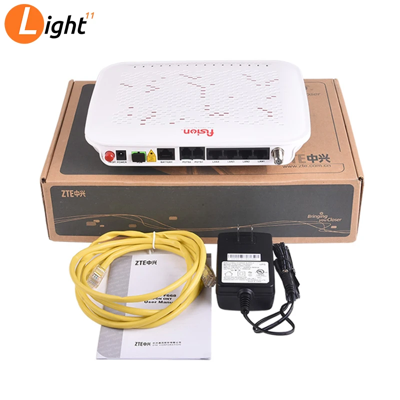 zte F668 3,3 de fibra FTTH Wi-Fi 2 порта voz+ 4GE+ 1 ONU Gpon CATV antena Interna 2,4G onu