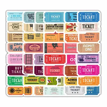 

50 pcs/set European And American Classic Retro Notes Postmark Vintage Ticket Stub Stickers
