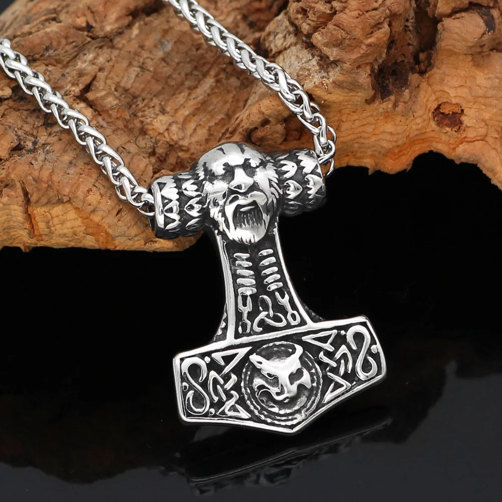 Скандинавский амулет викингов Mjolnir из нержавеющей стали Молот Тора лиса ожерелье