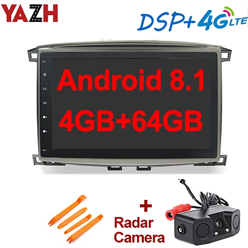 with Radar camera YAZH 4 Гб 64 ГБ Автомобильный мультимедийный блок для Toyota Land Cruiser 100/Lexus LX470 с 10,1 ”ips дисплеем/Bluetooth 5,0/DSP/4G sim-карты - Цвет: with Radar camera