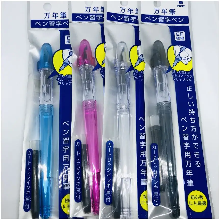 Pilot Transparent Penmanship Fountain/Calligraphy Pen Ergo Grip Extra Fine  NibClear/Black Marker Japanese Pen for