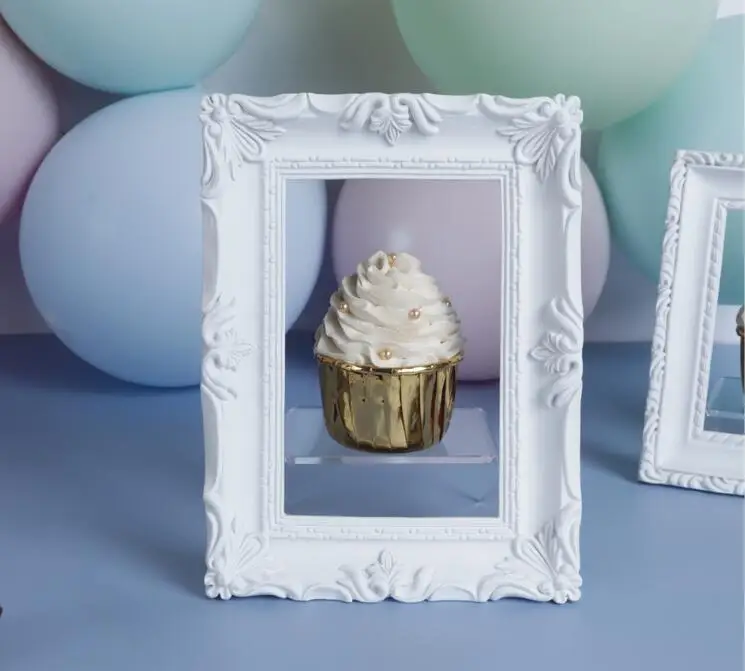 Белый кекс дисплей тарелки смолы фото рамка тип кекс торт подставки для свадьбы десерт торт украшение подставка для кексов - Цвет: 1pc Cupcake