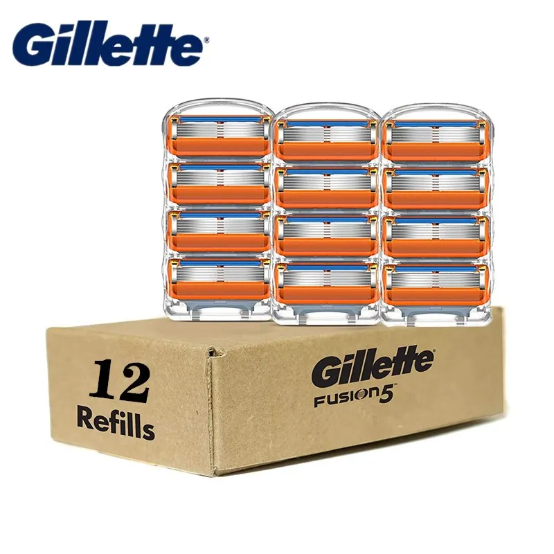

Gillette Fusion 5 Replaceable Cassettes 12 Pcs Fusion5 Men Razor Blade with Precision Trimmer Fits All 5-blade Razor Refills